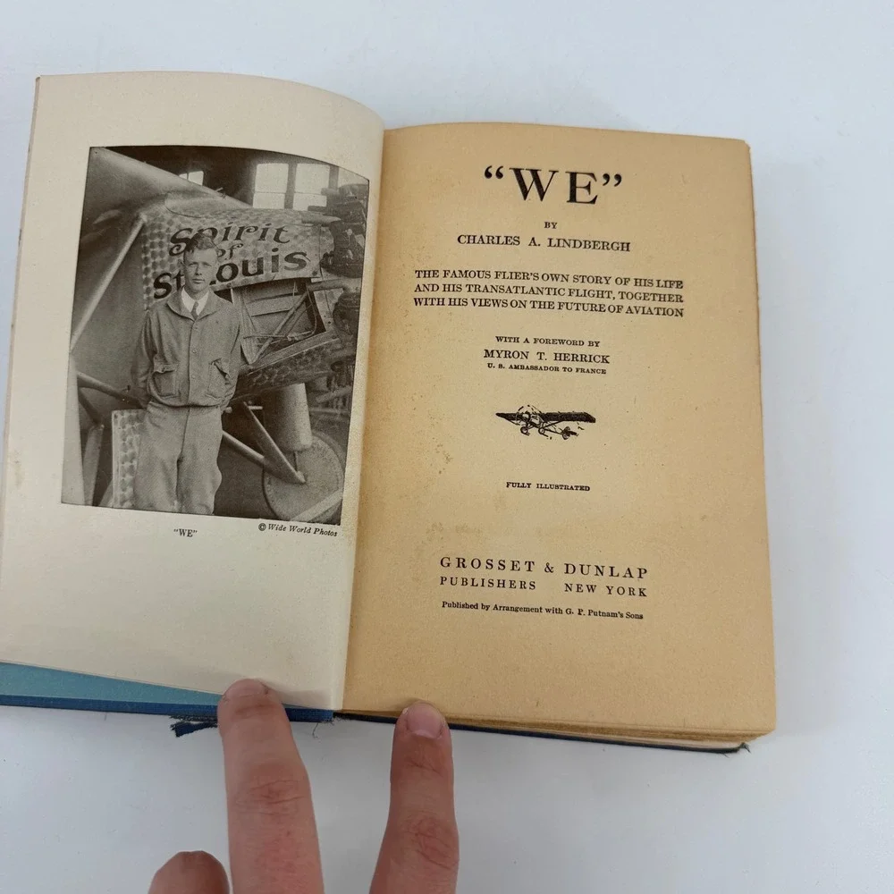 WE Charles Lindbergh 1927 Grosset & Dunlap Vintage Aviation Book Spirit St Louis